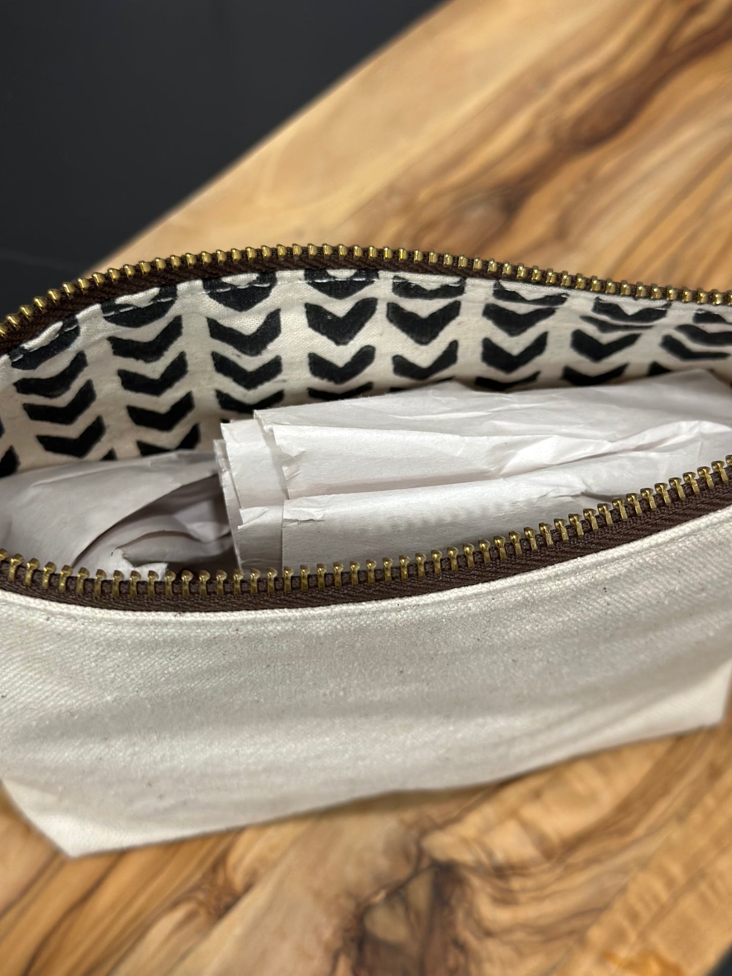 Canvas + Chevron Pouch
