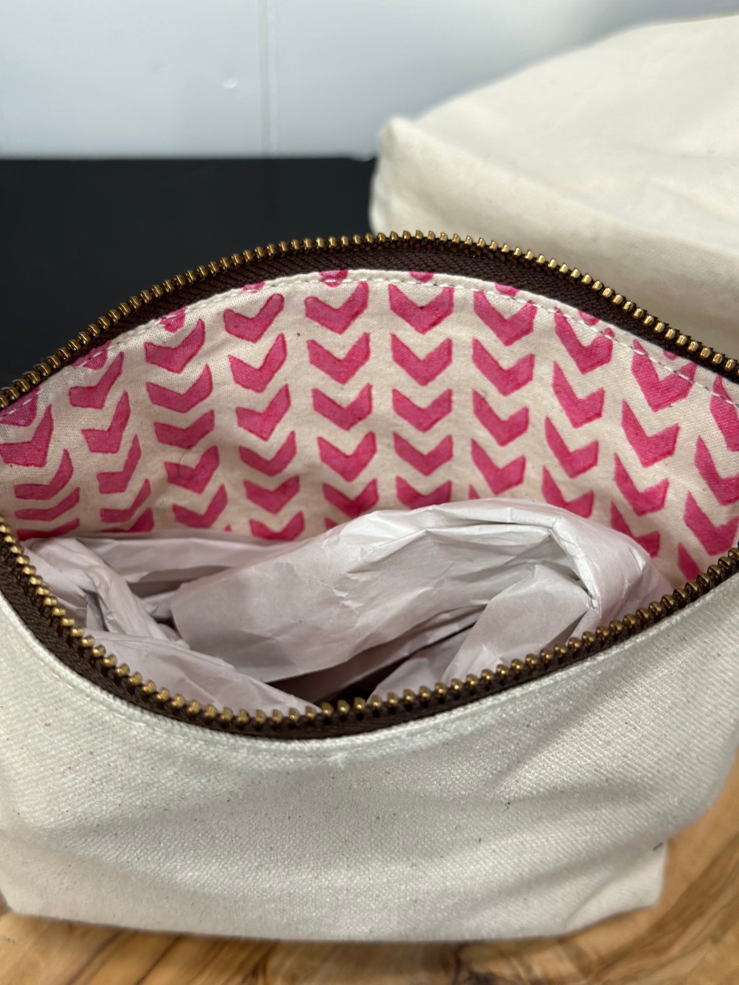Canvas + Chevron Pouch