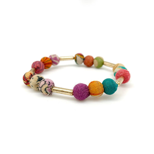 Aasha Stacking Bracelet - Brass Bars and Small Beads - Global Hues Market