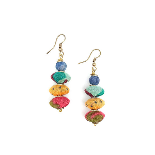 Aasha Wide Round Disc Beads Drop Earrings - Global Hues Market