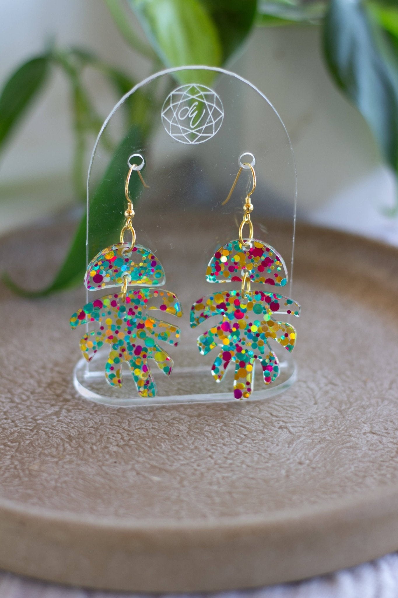 Palm Earrings {kaleidoscope} - Global Hues Market