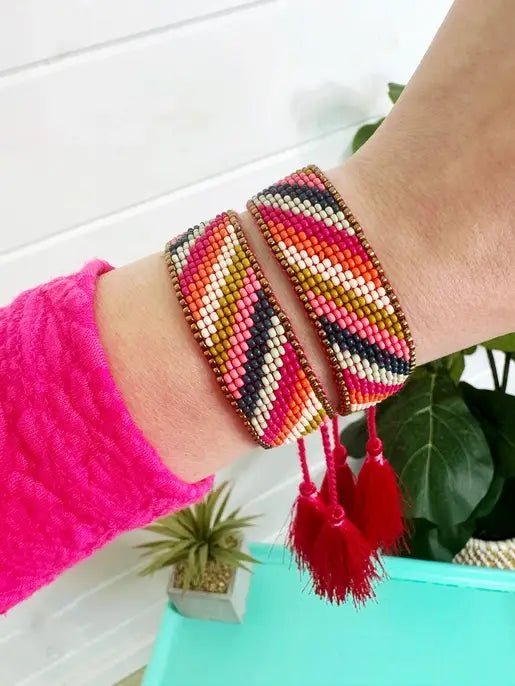 Tassel Friendship Bracelets | Bracelets with Tassels | Pink - Global Hues Market