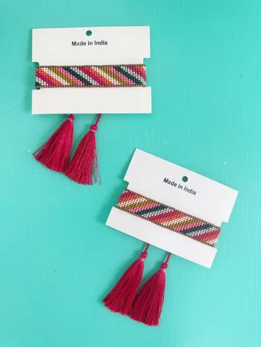 Tassel Friendship Bracelets | Bracelets with Tassels | Pink - Global Hues Market