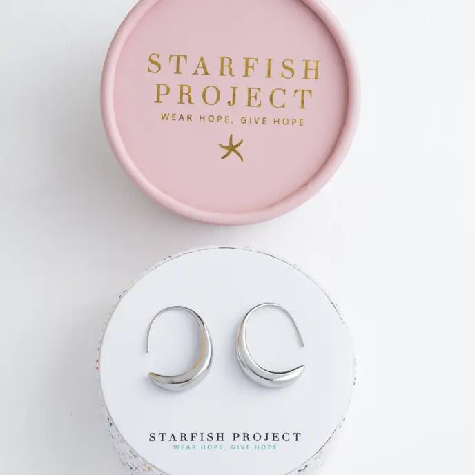 Crescent Moon Thread Drop Earrings {silver} - Global Hues Market