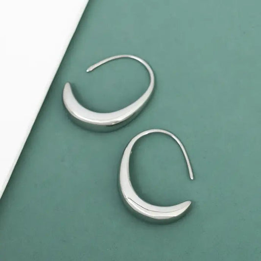 Crescent Moon Thread Drop Earrings {silver} - Global Hues Market