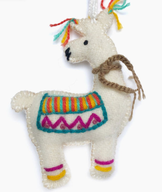 Embroidered Felt Llama Ornament - Global Hues Market