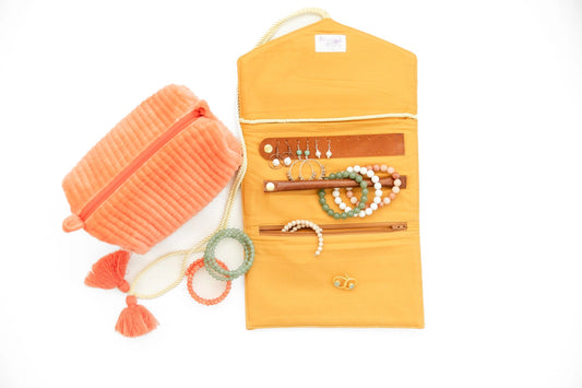 Embroidered Velvet Jewelry Organizer {mustard} - Global Hues Market