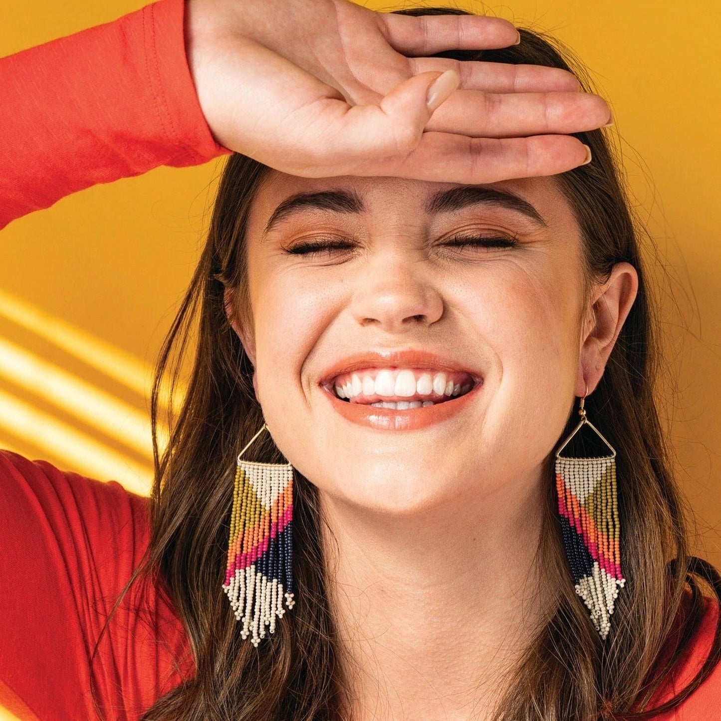 Hot Pink, Citron, & Navy Fringe Earring - Global Hues Market