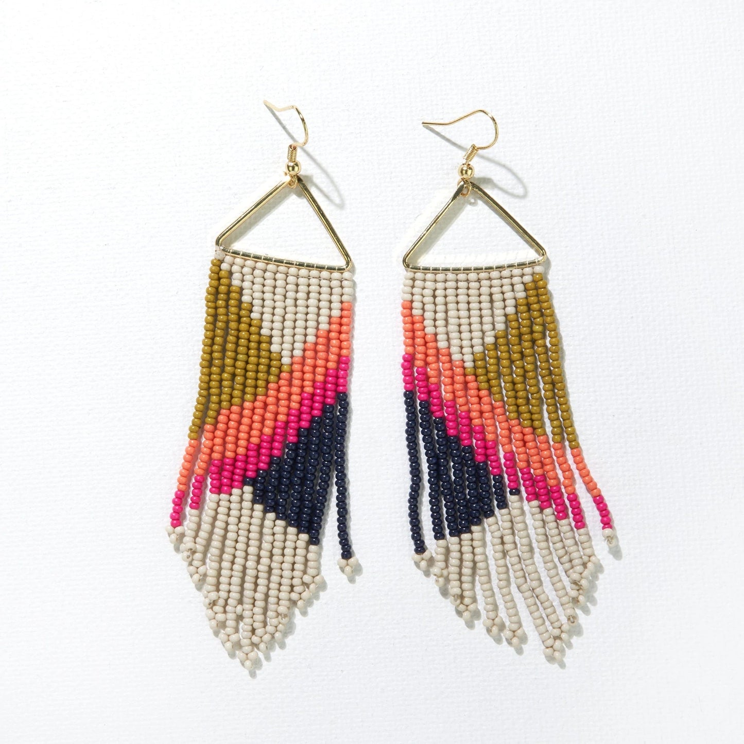 Hot Pink, Citron, & Navy Fringe Earring - Global Hues Market