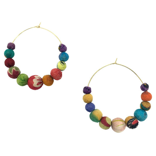 Kantha Graduated Hoop Earrings - Global Hues Market