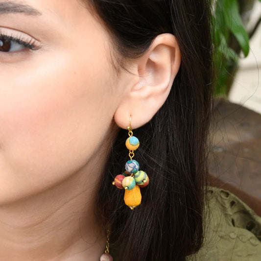 Kantha Tiered Droplet Earrings - Global Hues Market