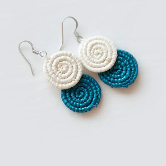 Kinga Woven Earrings {teal} - Global Hues Market