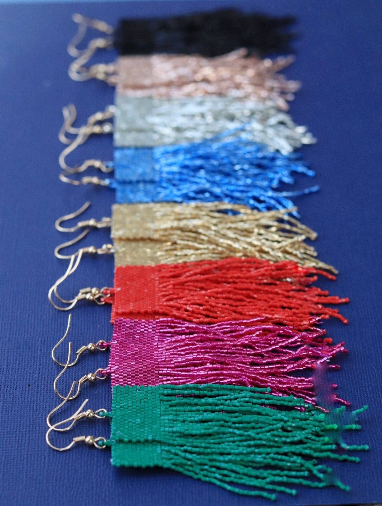 Metallic Fringe Earrings {fuschia} - Global Hues Market