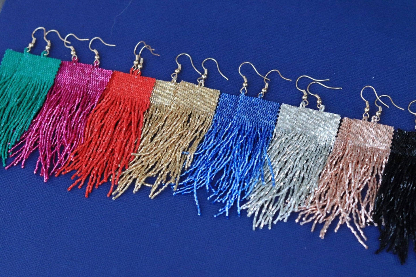 Metallic Fringe Earrings {fuschia} - Global Hues Market