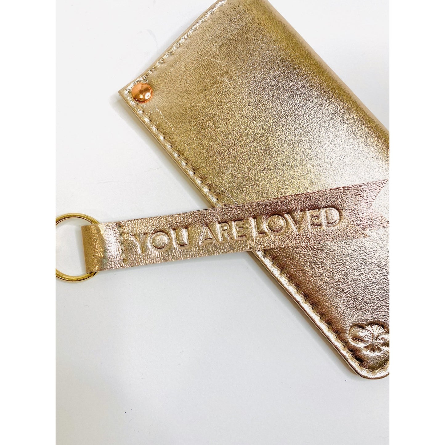 Metallic Leather Keychain {You are Loved} - Global Hues Market