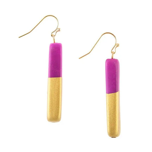 Oro Bar Earrings {magenta} - Global Hues Market