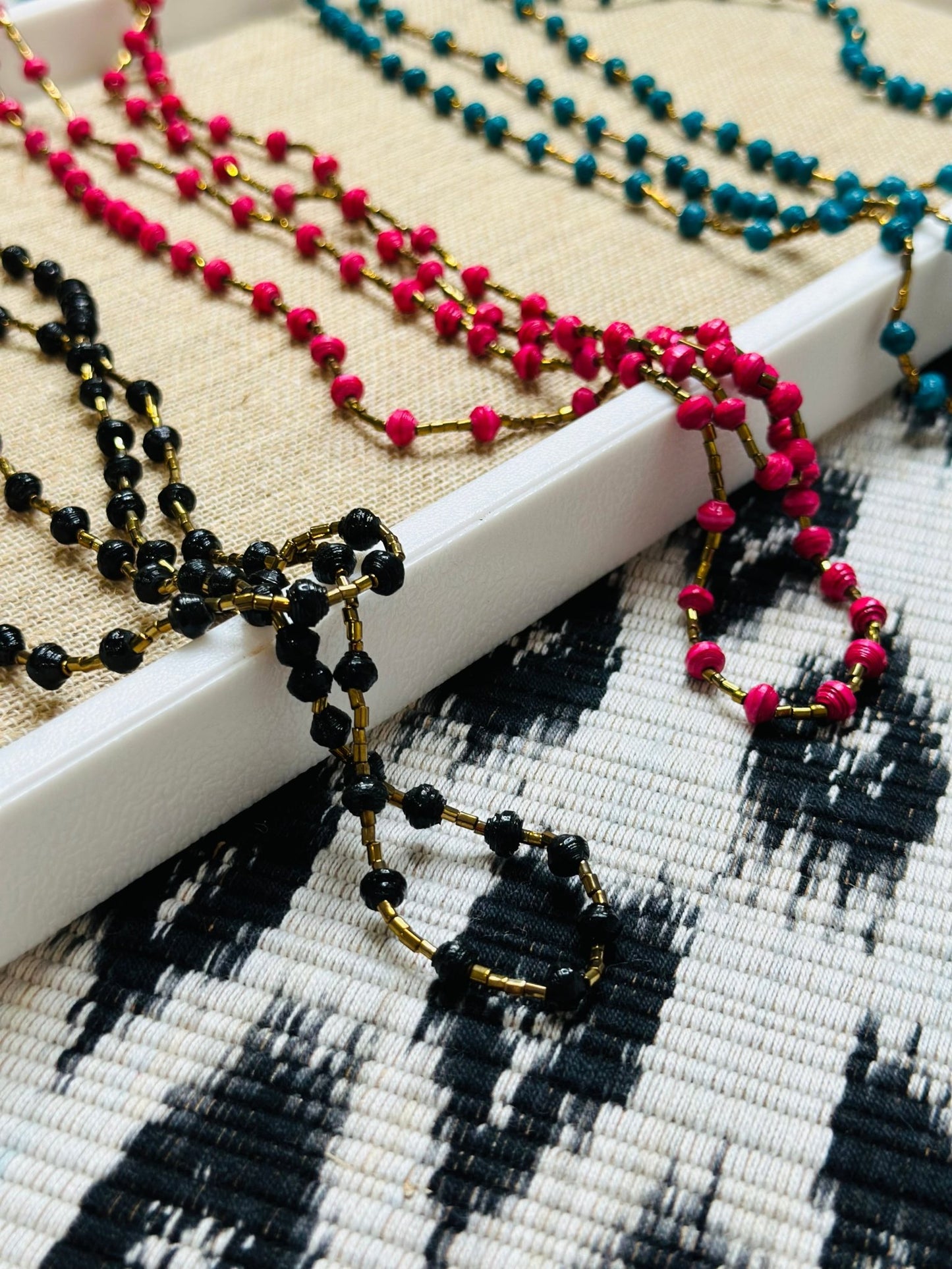 Paper Rope Necklace {teal} - Global Hues Market