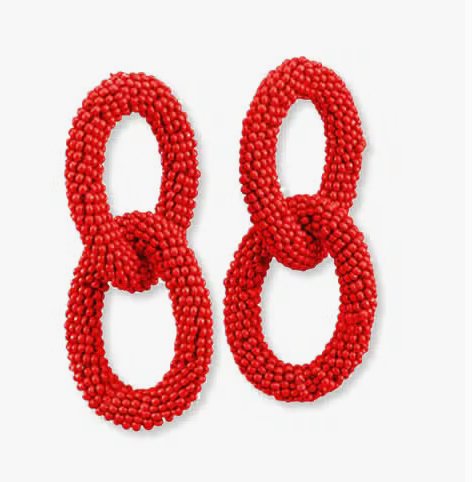 Red Beaded Link Earrings - Global Hues Market