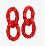 Red Beaded Link Earrings - Global Hues Market