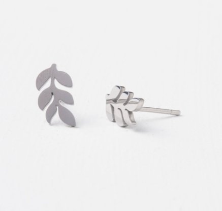 Rowen Leaf Studs {silver} - Global Hues Market