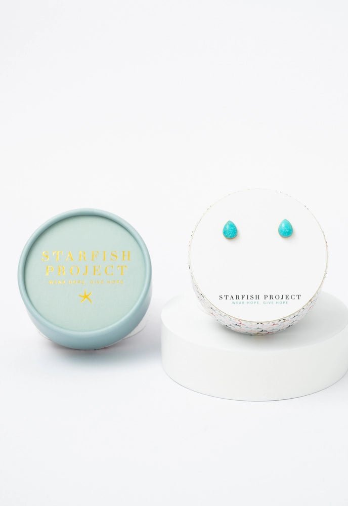 Teresa Teardrop Turquoise Studs - Global Hues Market