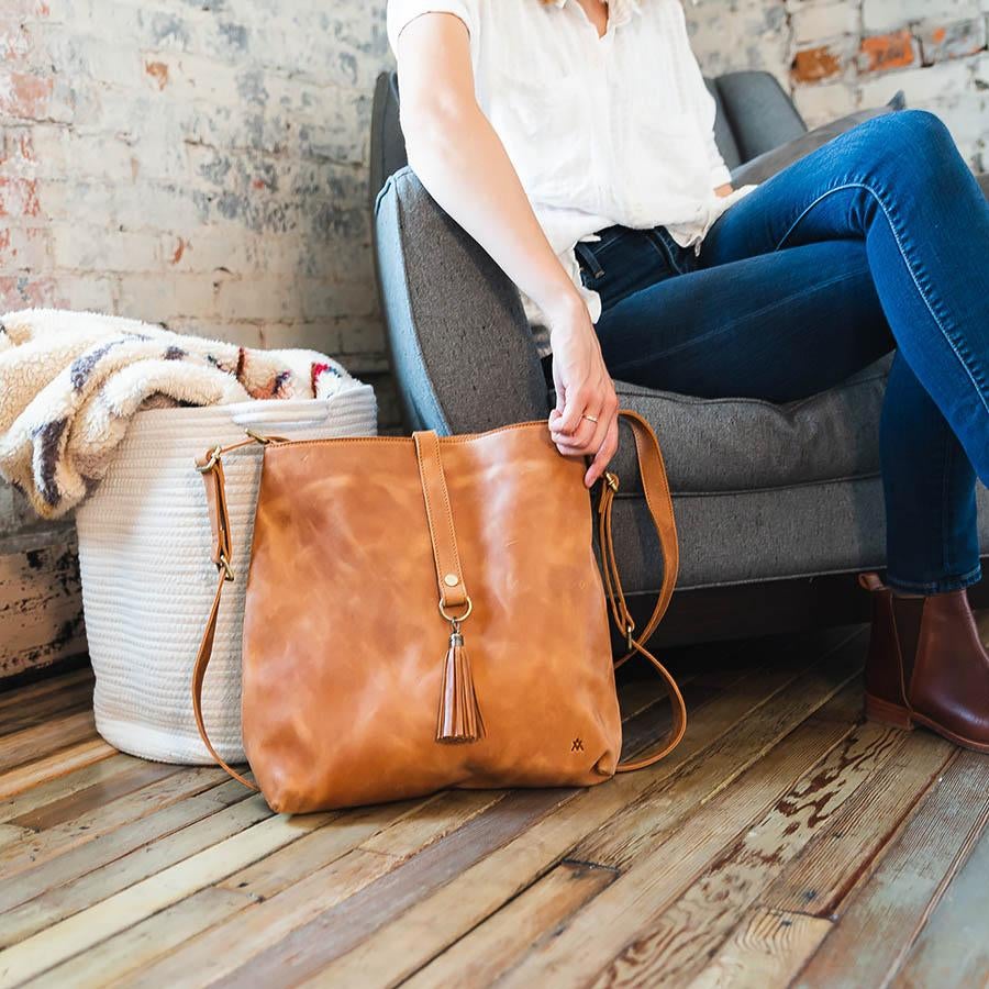 Women's Leather Slingback 3-in-1 Leather Bag - Global Hues Market