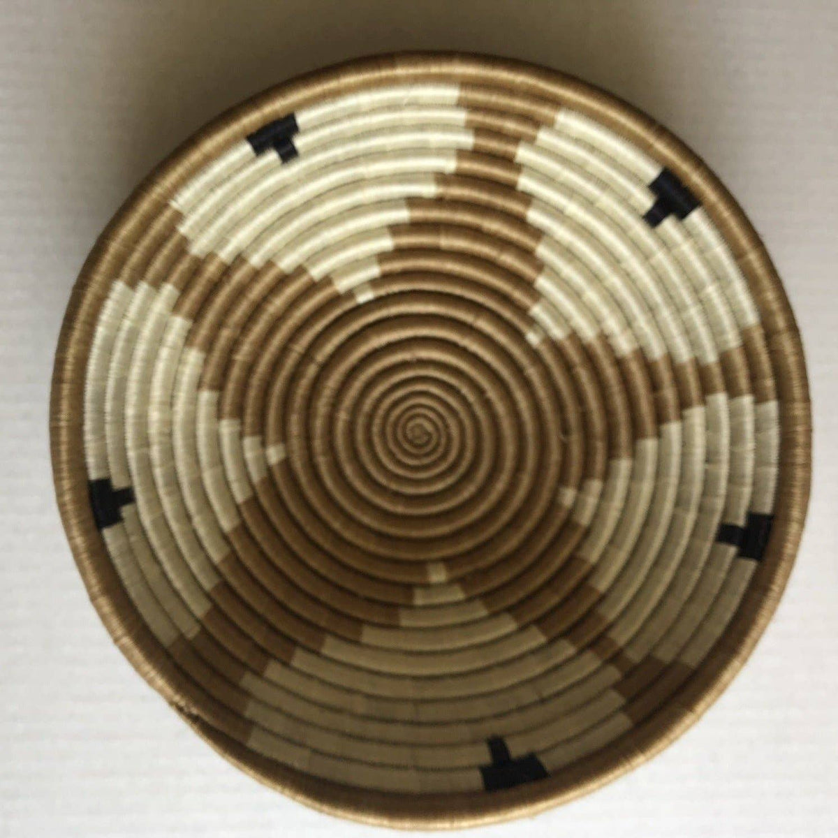 Rwanda Tonga Baskets: Khaki Star Burnt Orange Accent