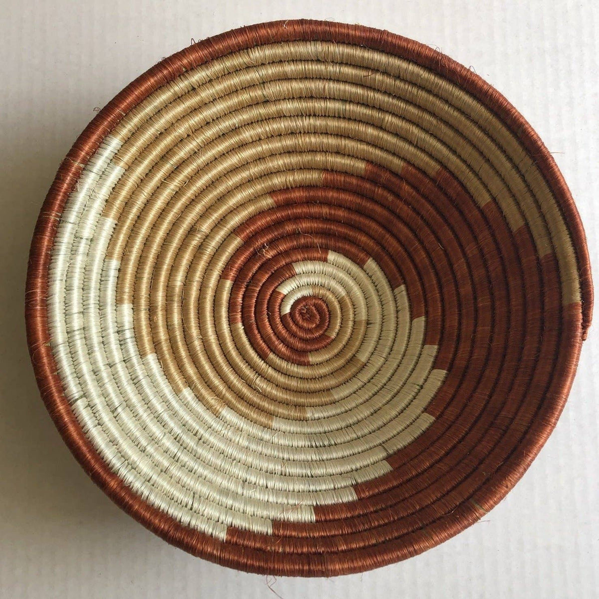 Rwanda Tonga Baskets: Pink Star Cream + Cranberry Accents