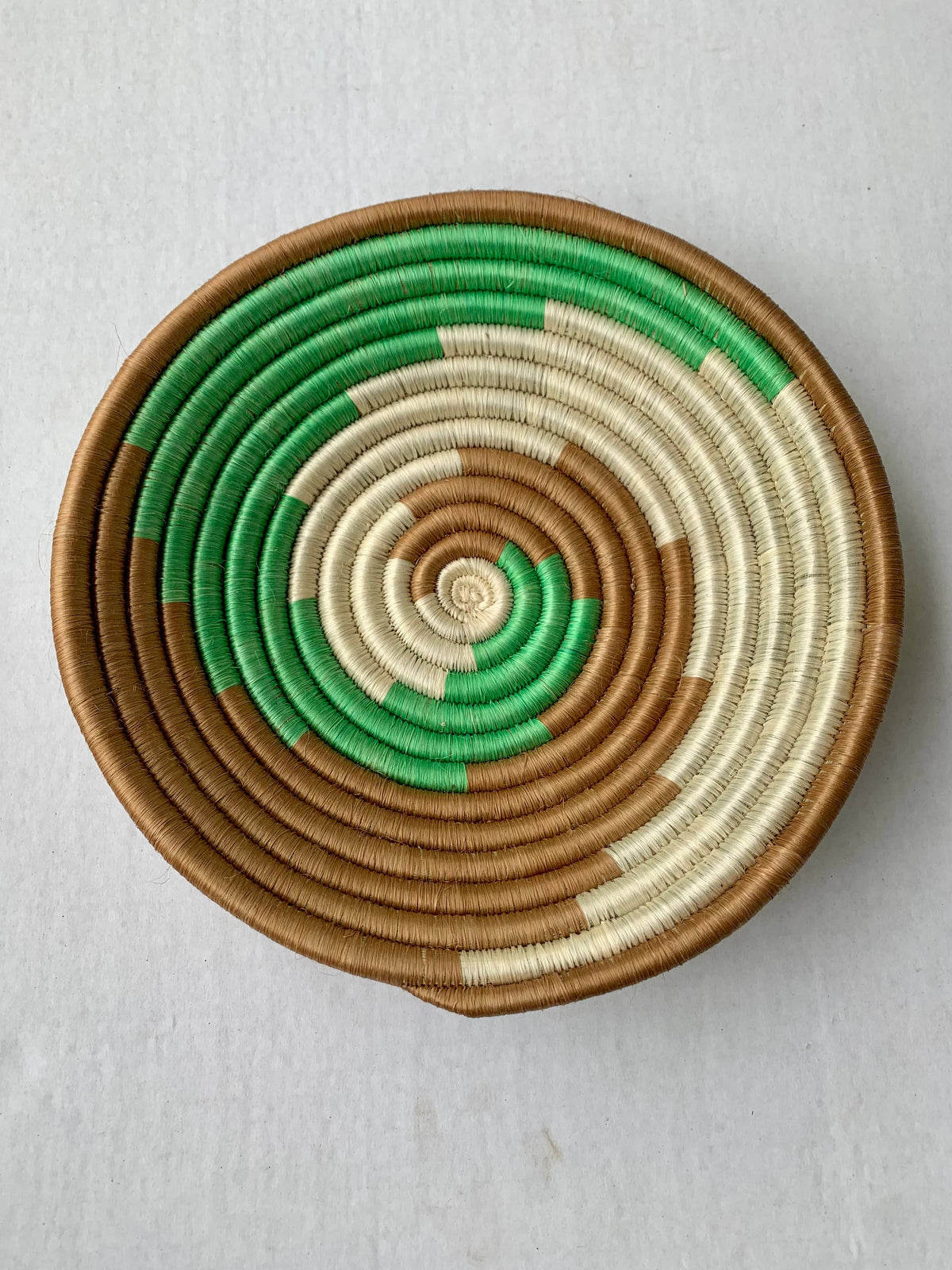 Rwanda Tonga Baskets: Khaki Star Burnt Orange Accent
