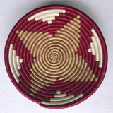 Rwanda Tonga Baskets: Khaki Star Burnt Orange Accent