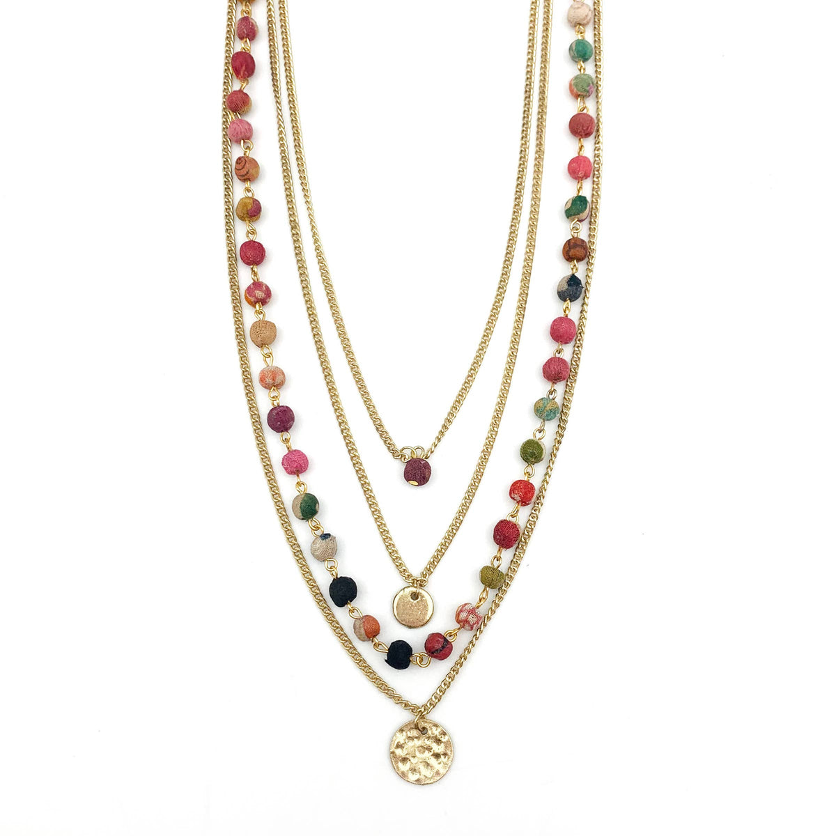 Aasha Strand Layered Kantha Handcrafted Necklace