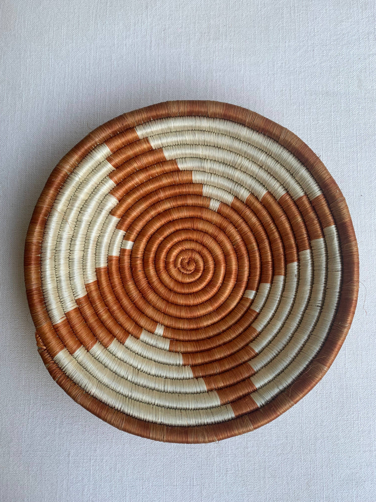 Rwanda Tonga Baskets: Pink Star Cream + Cranberry Accents