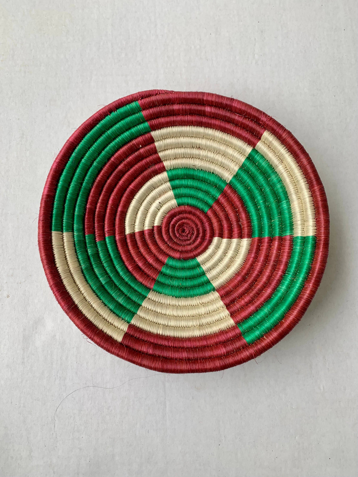 Rwanda Tonga Baskets: Pink Star Cream + Cranberry Accents