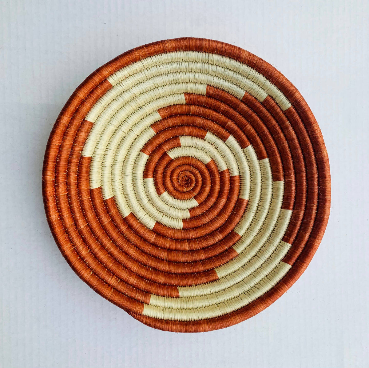 Rwanda Tonga Baskets: Pink Star Cream + Cranberry Accents