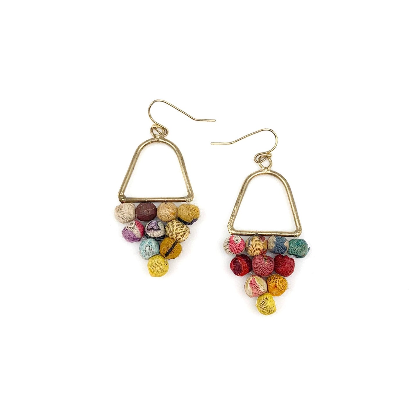 Aasha Cluster Triangle Kantha Handcrafted Earrings - Global Hues Market