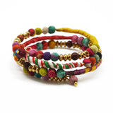 Aasha Kantha Coil With Wrapped Fabric Handcrafted Bracelet - Global Hues Market