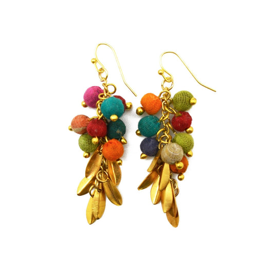 Aasha Kantha Handcrafted Fringe Dangle Earrings - Global Hues Market
