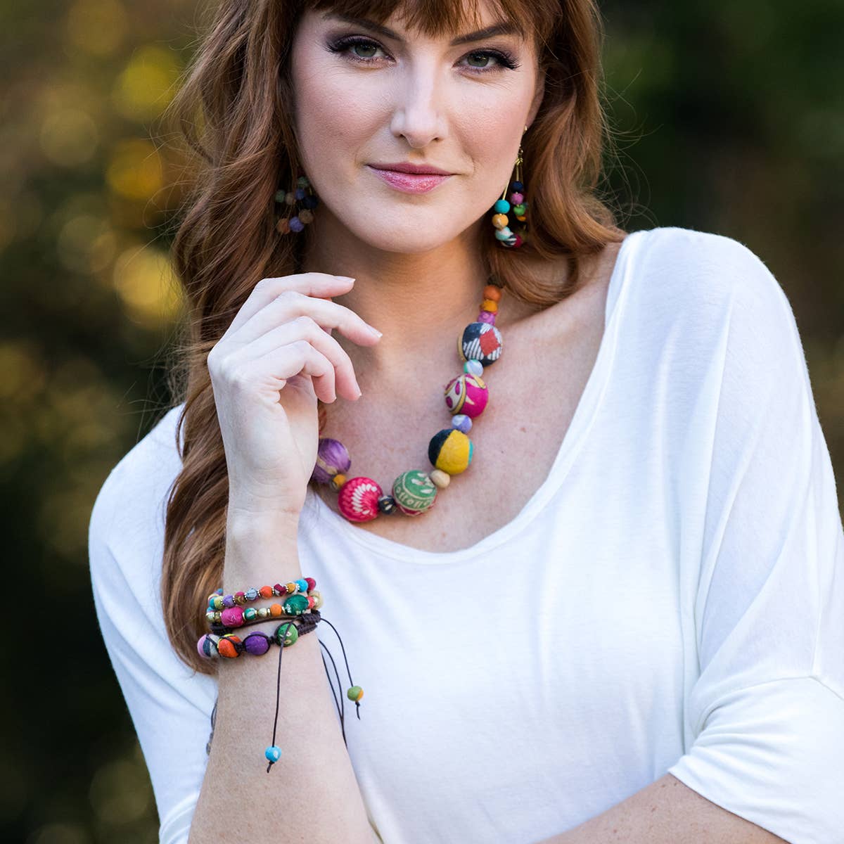 Aasha Stacking Bracelet - Brass Bars and Small Beads - Global Hues Market