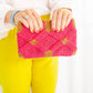 Handmade Macramé Clutch- Pink and Caramel