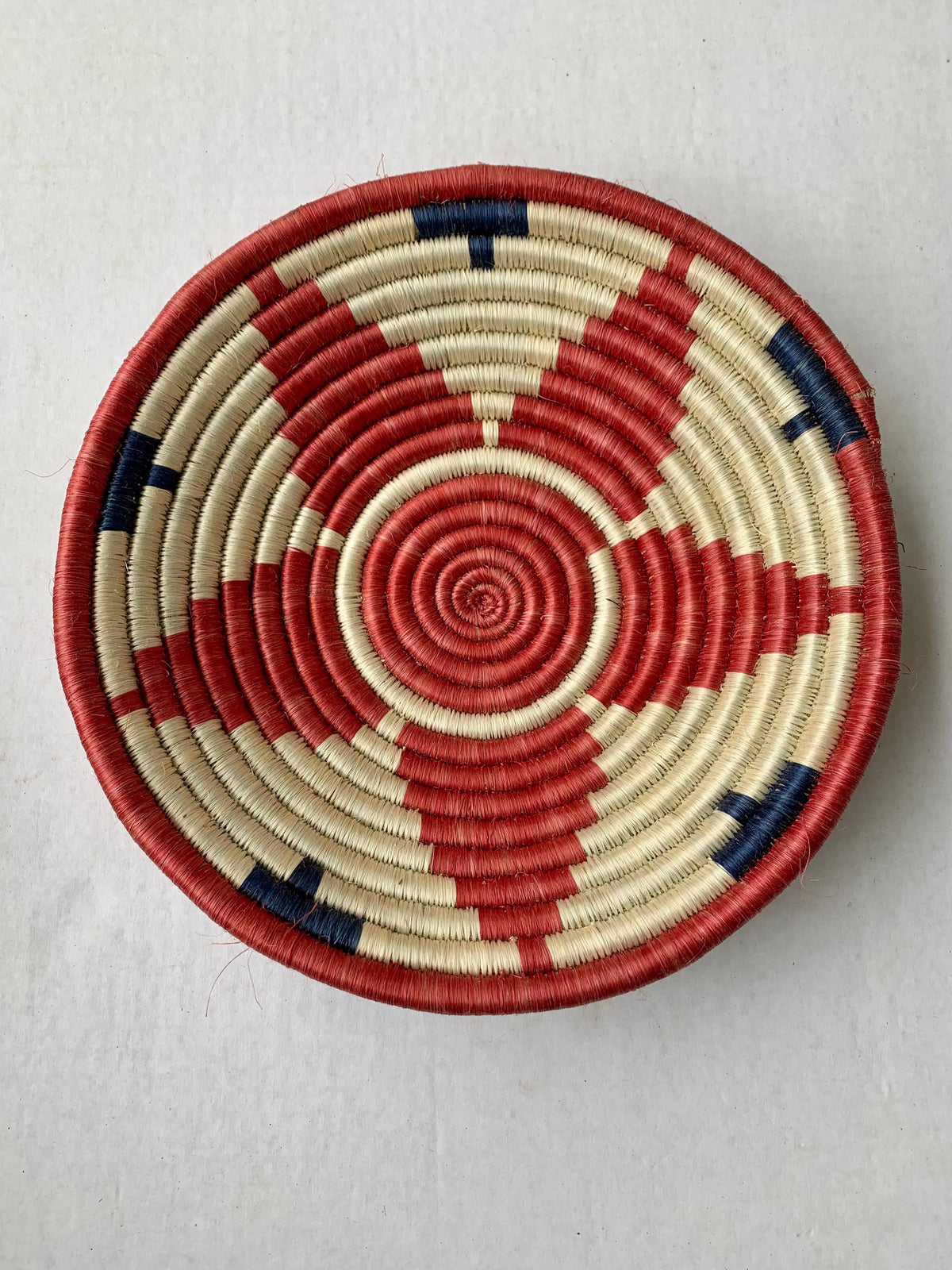 Rwanda Tonga Baskets: Pink Star Cream + Cranberry Accents