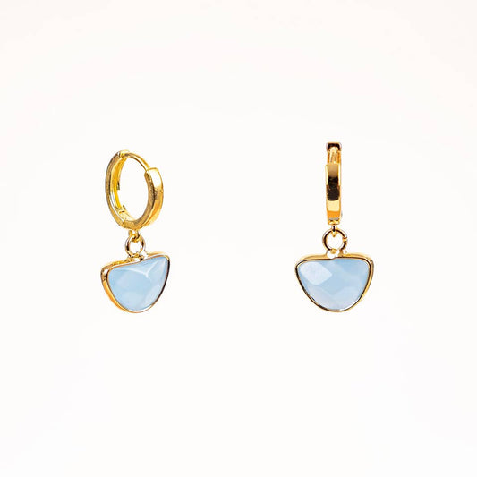 Faceted Stone Huggie Earrings: Pink Jade - Global Hues Market