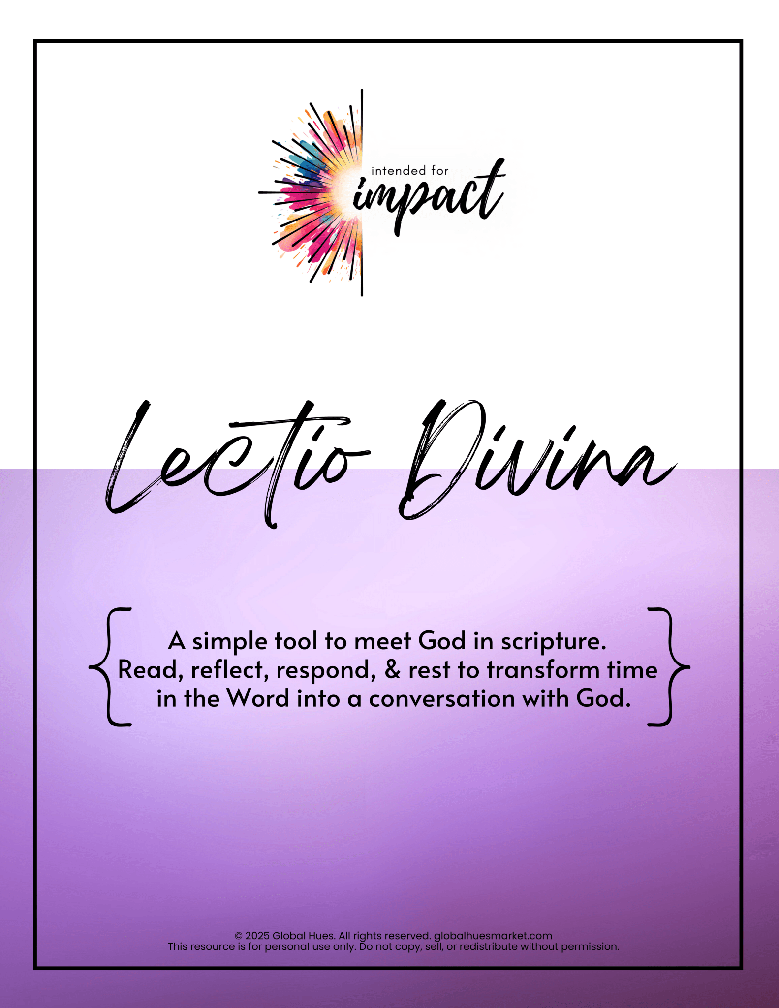 "Lectio Divina" - PDF Bible Study Tool - Global Hues Market