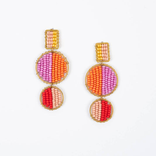 Mod Block Earrings: Fuchsia Flame - Global Hues Market