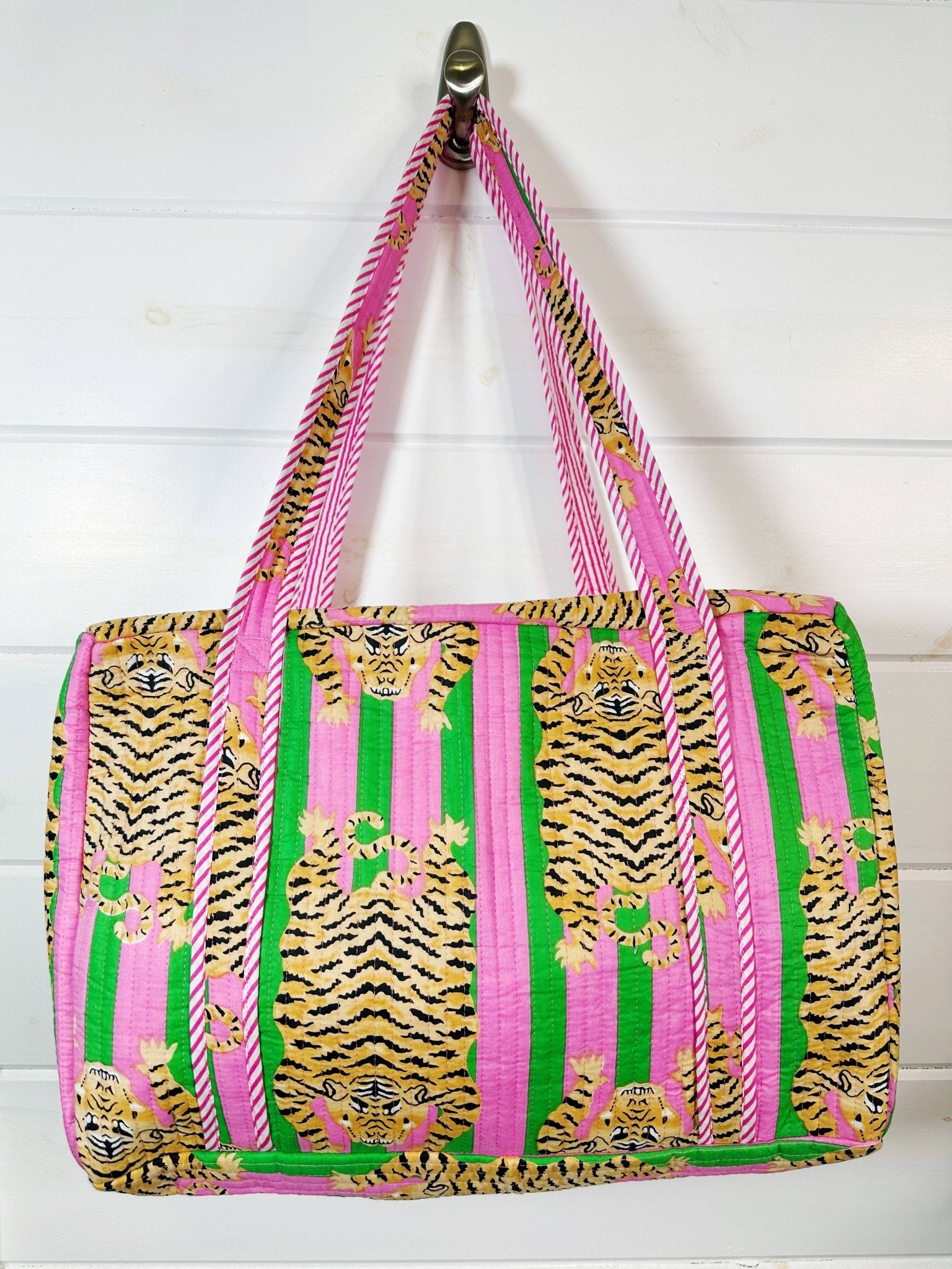 Quilted Duffle Bag | Weekender Travel Overnight Bag | Tigers - Global Hues Market