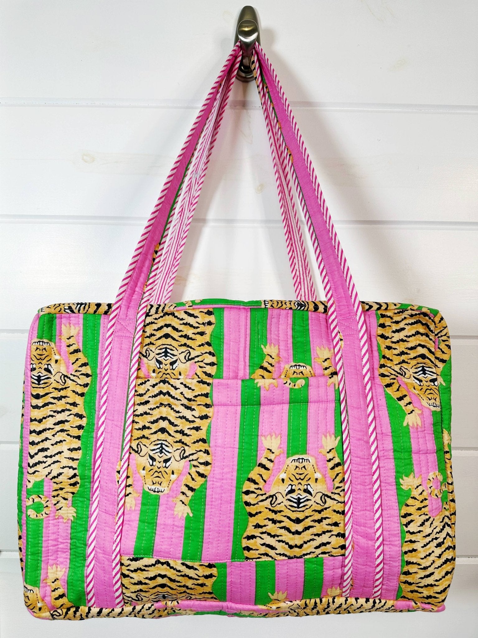 Quilted Duffle Bag | Weekender Travel Overnight Bag | Tigers - Global Hues Market