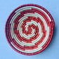 Rwanda Tonga Baskets: Pink Star Cream + Cranberry Accents - Global Hues Market