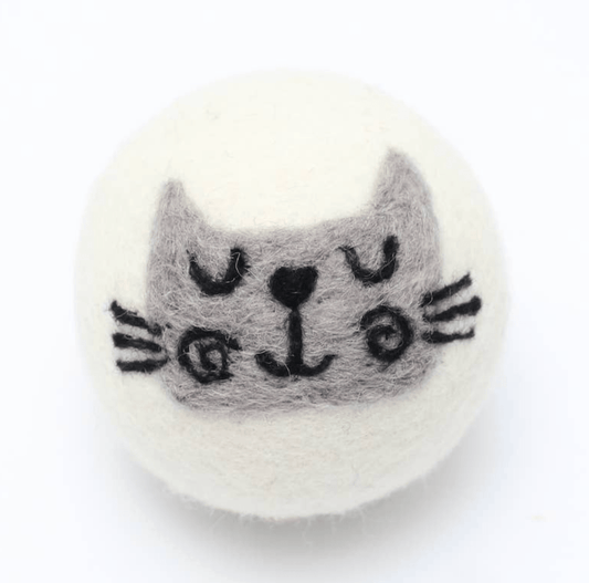 Set of 3 Dryer Balls {gray cat} - Global Hues Market