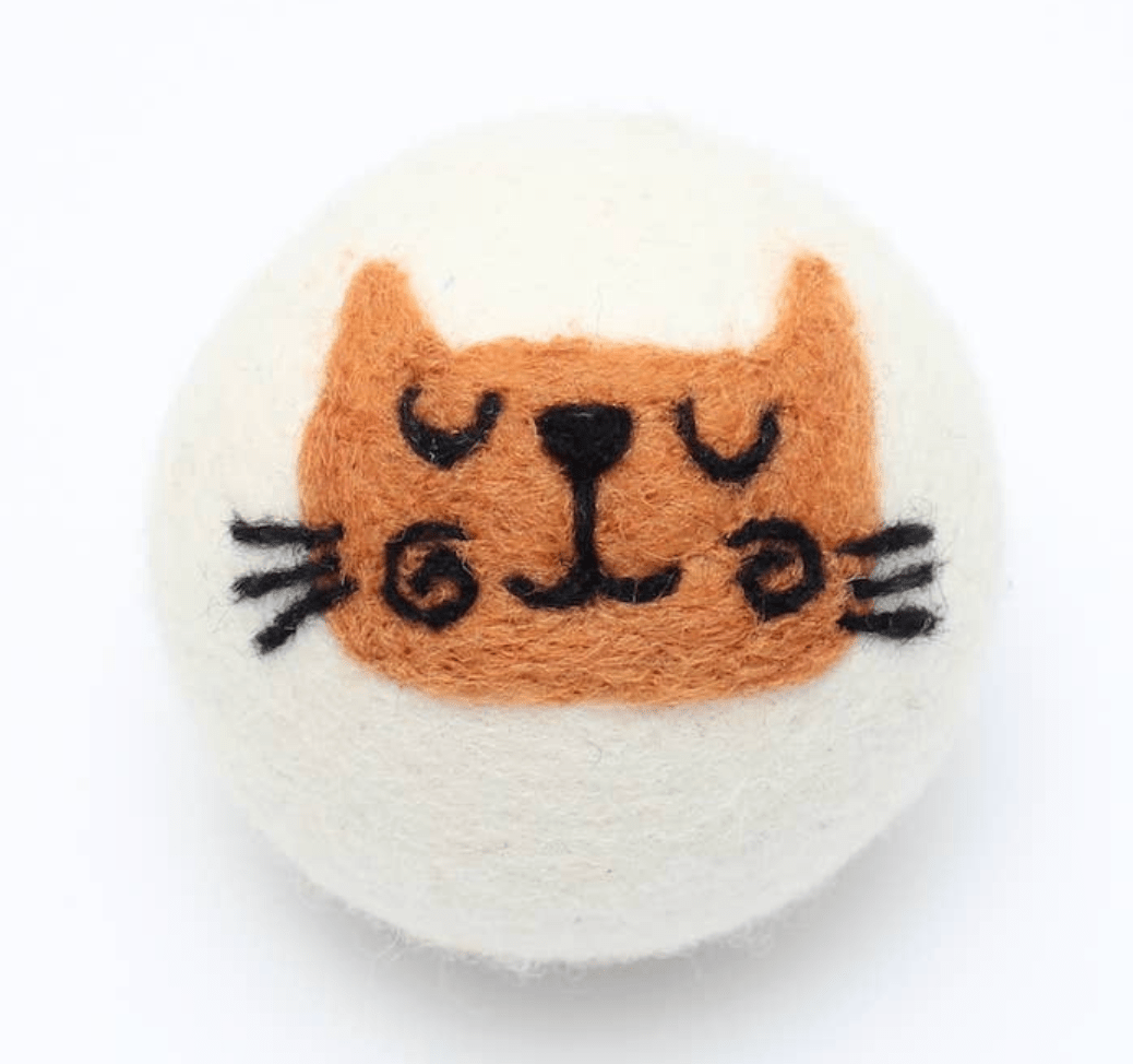 Set of 3 Dryer Balls {orange cat} - Global Hues Market