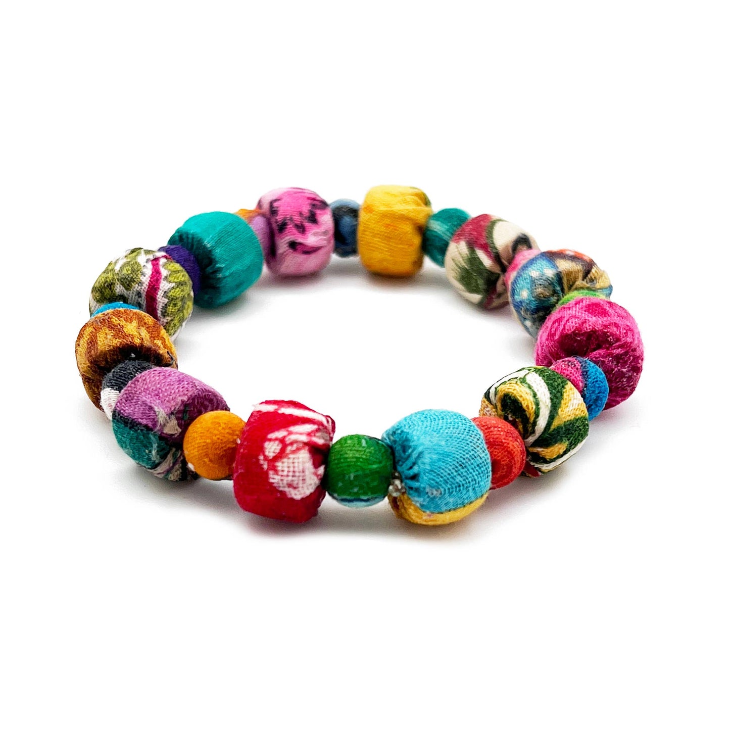Small Aasha Bracelet - Elastic Square Round Bead Bracelet - Global Hues Market