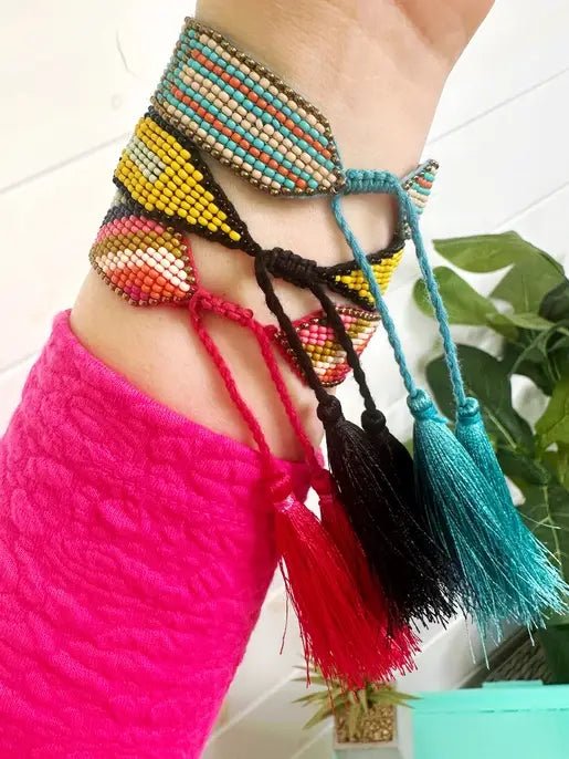 Tassel Friendship Bracelets | Bracelets with Tassels | Pink - Global Hues Market